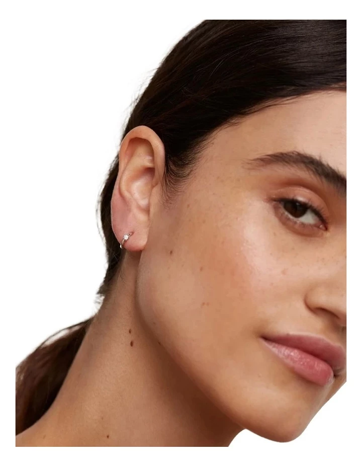 PDPAOLA White Solitary 925 Sterling Silver Earrings 2 PDPAOLA White Solitary 925 Sterling Silver Earrings - Image 2