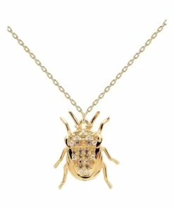 PDPAOLA Luck Beetle Amulet 18ct Gold Plated Necklace
