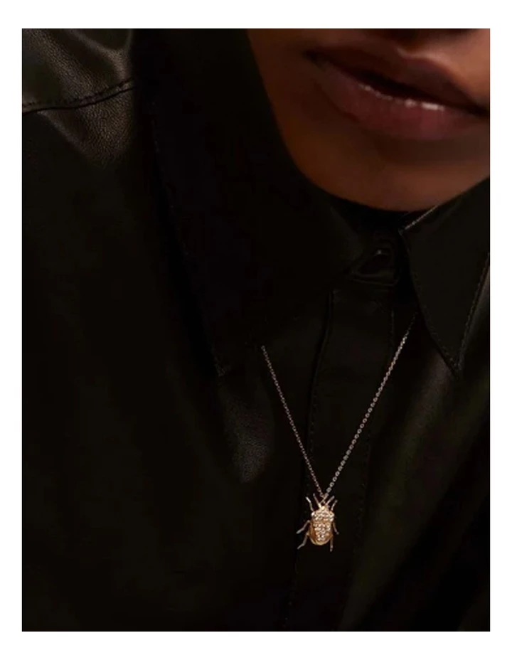 PDPAOLA Luck Beetle Amulet 18ct Gold Plated Necklace 2 PDPAOLA Luck Beetle Amulet 18ct Gold Plated Necklace - Image 2