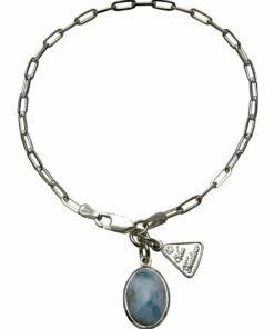 Von Treskow Fine Clip Oval Larimar Silver Chain Bracelet