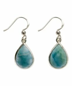 Von Treskow Pear Shaped Larimar Silver Hook Earring