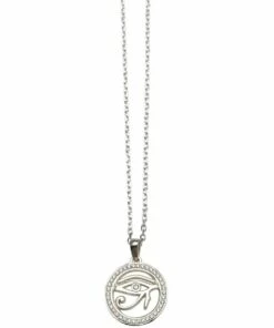 Von Treskow Eye Of Horus Cubic Zirconia Pendant Silver Necklace