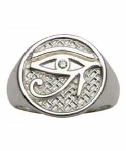 Von Treskow Eye Of Horus Signet Cubic Zirconia Silver Ring