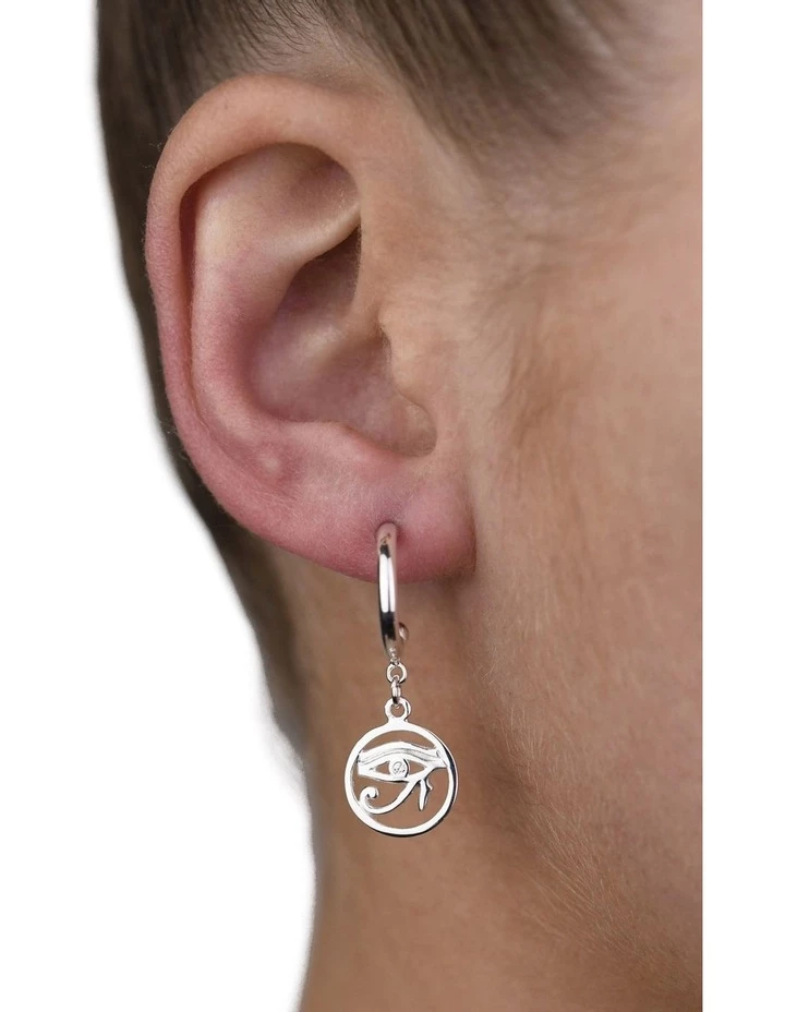 Von Treskow Eye Of Horus Open Hoop Silver Stud Earring 2 Von Treskow Eye Of Horus Open Hoop Silver Stud Earring - Image 2