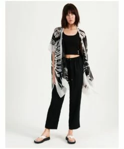 Piper Tropical Print Black/White Kaftan -RAY-BAN Online Store 866857780 878376970 3 720x928