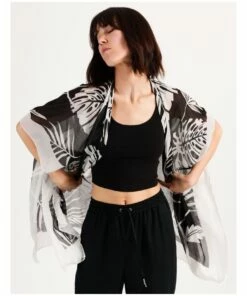 Piper Tropical Print Black/White Kaftan -RAY-BAN Online Store 866857780 878376970 5 720x928