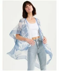 Piper Tropical Print Blue/White Kaftan