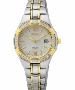 Seiko Ladies Diamond Mop Two Tone Solar Watch