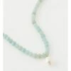 Piper Bead And Freshwater Pearl Green Necklace