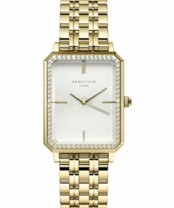 Rosefield Octagon Gold Case And Crystal Details Gold Bracelet Watch