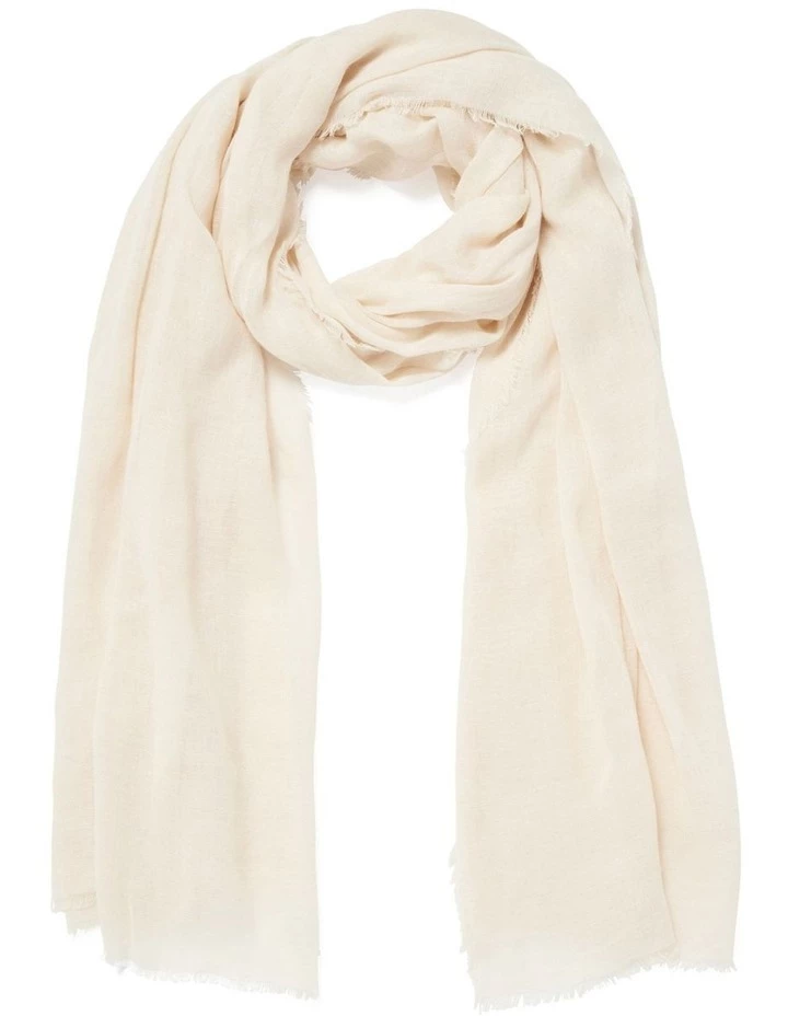 Forever New Mila Plain Buttermilk Linen Scarf 1 Forever New Mila Plain Buttermilk Linen Scarf