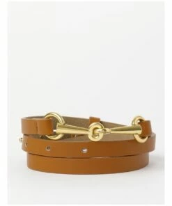 Piper Skinny Horsebit Tan Belt