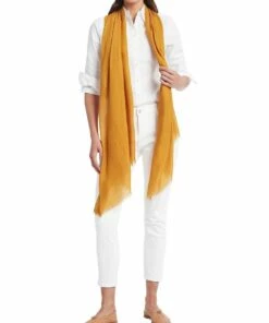 David Lawrence Dahlia Stripe Scarf MUSTARD in Mustard