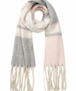 Gregory Ladner Blanket Stripe Blush/Grey Wool Blend Winter Scarf