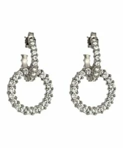 La Florentina Giora Lucea White Swarovski Crystals Earrings Bronze