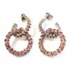 La Florentina Giora Round Pink Swarovski Crystals Earrings Bronze