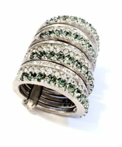 La Florentina Giora Multiple Ring White and Green Swarovski Crystals Bronze