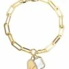 Guess Crystal Tag Gold Tone Bracelet