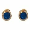 Barcs Cat Eye Blue Stone Clip On Earrings