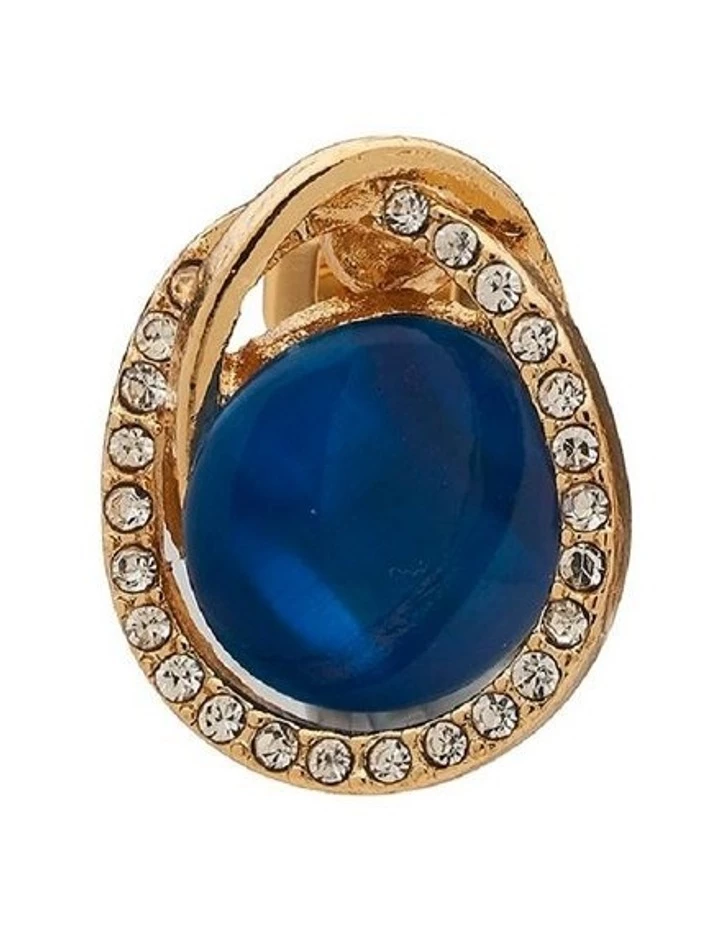 Barcs Cat Eye Blue Stone Clip On Earrings 3 Barcs Cat Eye Blue Stone Clip On Earrings - Image 3