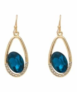 Barcs Offset Blue Stone Drop Earrings