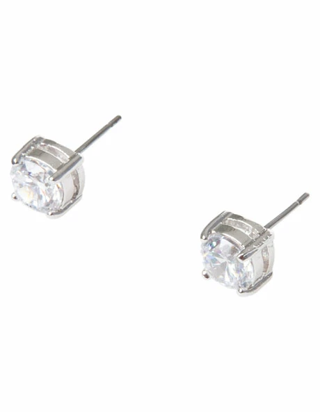 Gregory Ladner 6mm Cubic Zirconia Round Stud Silver Earrings 2 Gregory Ladner 6mm Cubic Zirconia Round Stud Silver Earrings - Image 2